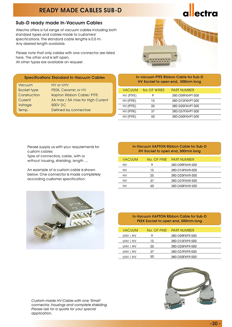 Allectra Sub-D真空內線纜