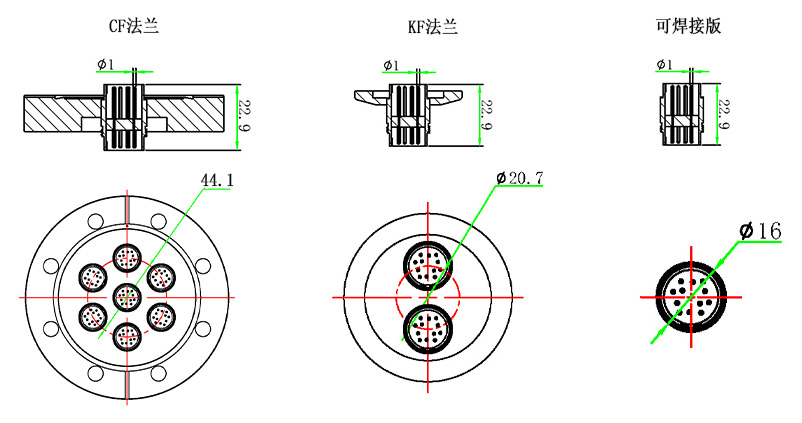 MOS12真空饋通尺寸