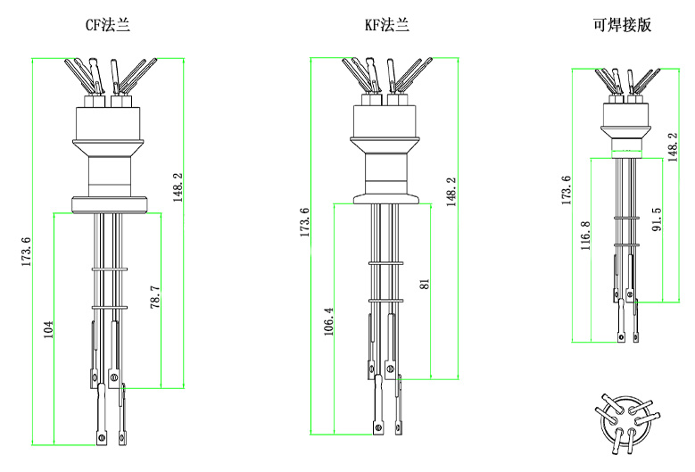 K型/C型熱電偶饋通尺寸