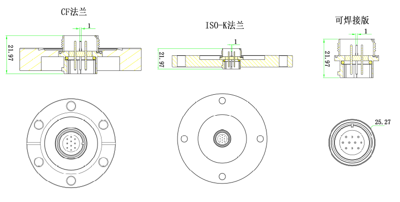 CTS10型真空饋通尺寸